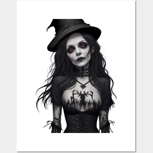 Gothic witch with hat Posters and Art